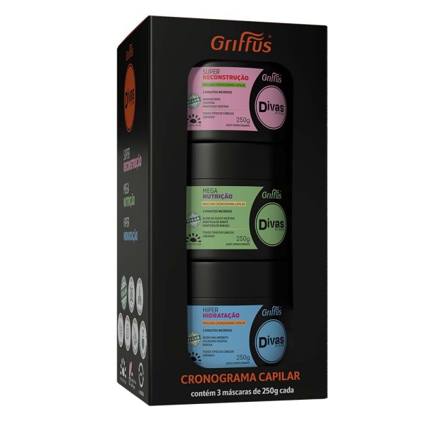 Encontraproduto.com.br - Griffus Cronograma Capilar Divas do Brasil Kit - Com Três Máscaras