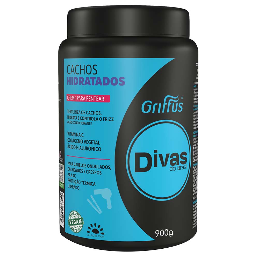 Griffus Divas do Brasil Cachos Hidratados Creme Para Pentear