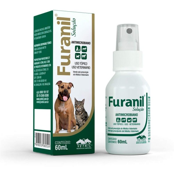 Furanil Spray 60ml Vetnil Infecções Pele Cães e Gatos