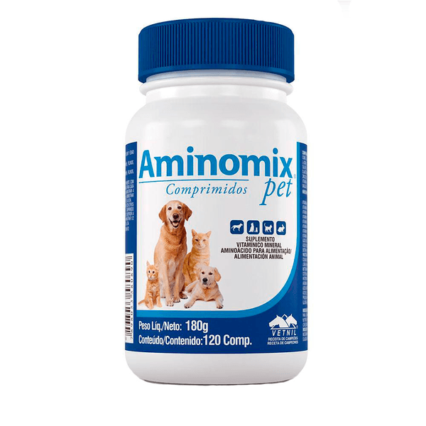 Encontraproduto.com.br - Aminomix Pet 120 comprimidos Vetnil Suplemento Vitamínico Cães
