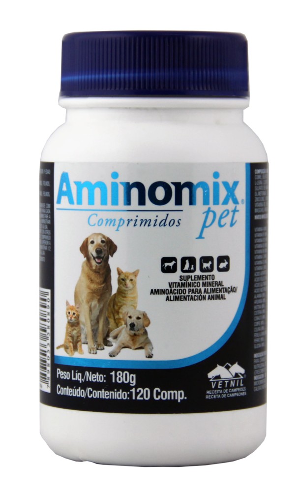 Encontraproduto.com.br - Aminomix Pet 120 comprimidos Vetnil Suplemento Vitamínico Cães