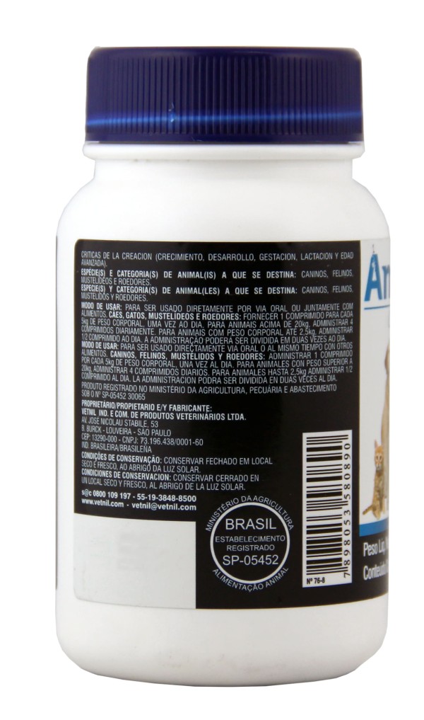 Encontraproduto.com.br - Aminomix Pet 120 comprimidos Vetnil Suplemento Vitamínico Cães