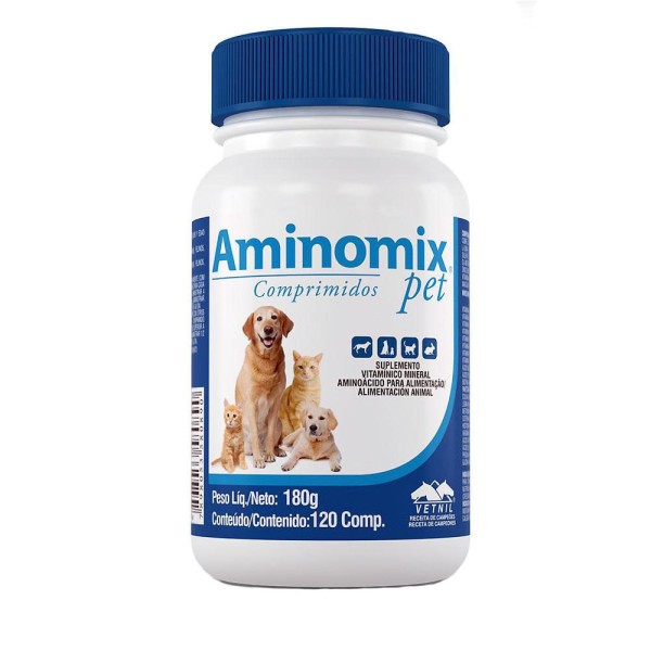 Encontraproduto.com.br - Aminomix Pet 120 comprimidos Vetnil Suplemento Vitamínico Cães