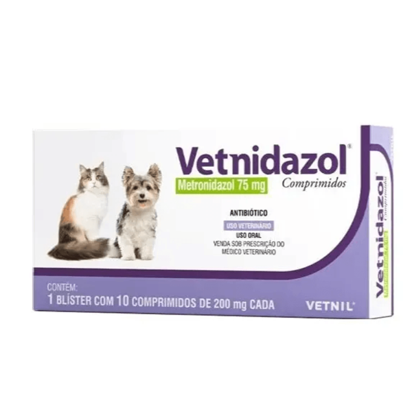 Encontraproduto.com.br - Antibiótico Vetnidazol 75mg com 10 Comprimidos