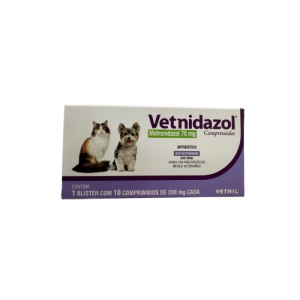 Encontraproduto.com.br - Antibiótico Vetnidazol 75mg com 10 Comprimidos