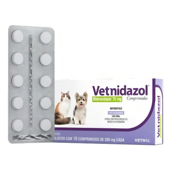 Encontraproduto.com.br - Antibiótico Vetnidazol 75mg com 10 Comprimidos