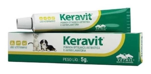 Keravit 5g Vetnil Pomada Oftalmologica Cães e Gatos