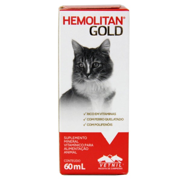 Encontraproduto.com.br - Hemolitan Gold 60ml Vetnil Suplemento Cães e Gatos