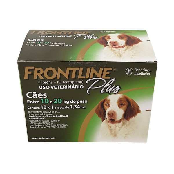 Encontraproduto.com.br - Frontline Plus Antipulgas Cães 10 a 20kg cx 10 pipetas Boehringer