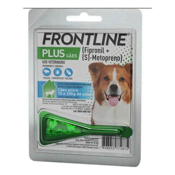 Encontraproduto.com.br - Frontline Plus Antipulgas Cães 10 a 20kg cx 10 pipetas Boehringer