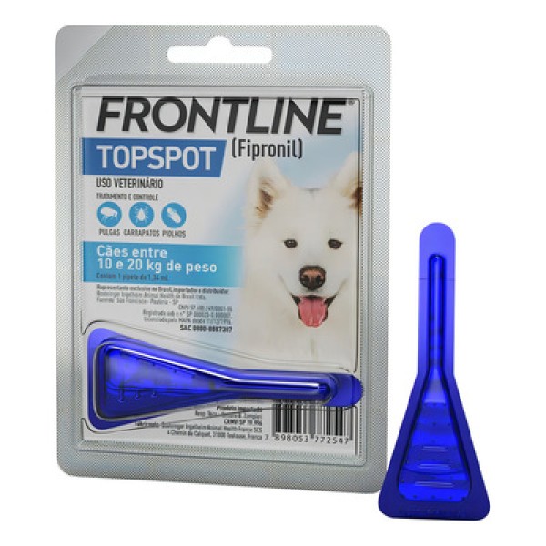 Frontline Top Spot Cães 10 a 20kg Antipulgas e Carrapatos Merial