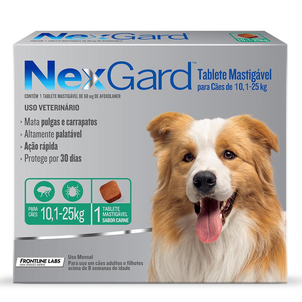 Nexgard G Cães 10,1 a 25kg Antipulgas e Carrapatos Merial