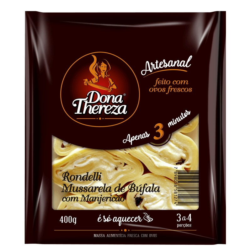 Encontraproduto.com.br - Rondelli Mussarela de Búfala com Manjericão Dona Thereza Pacote 400g