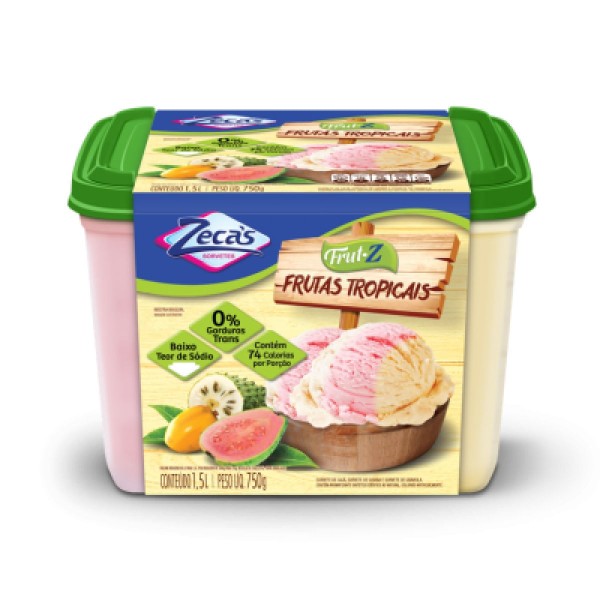 Encontraproduto.com.br - Sorvete Zecas Frutas tropicais Pote com 1,5L