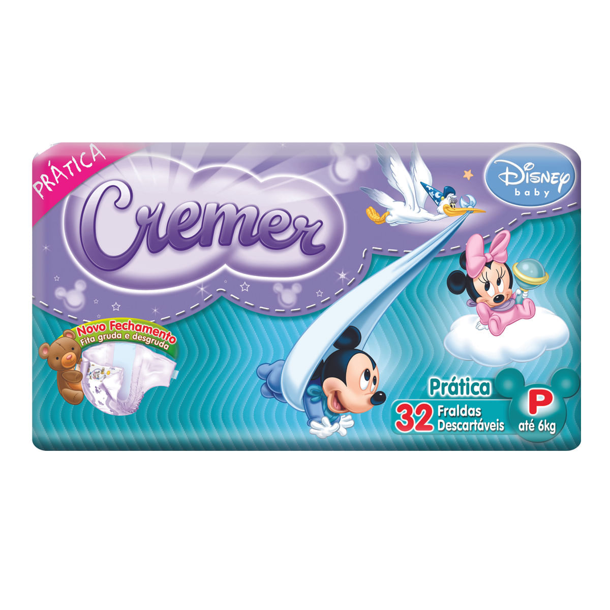 Encontraproduto.com.br - Fralda Descartável Cremer Disney Prática - P Pacote com 32 unidades