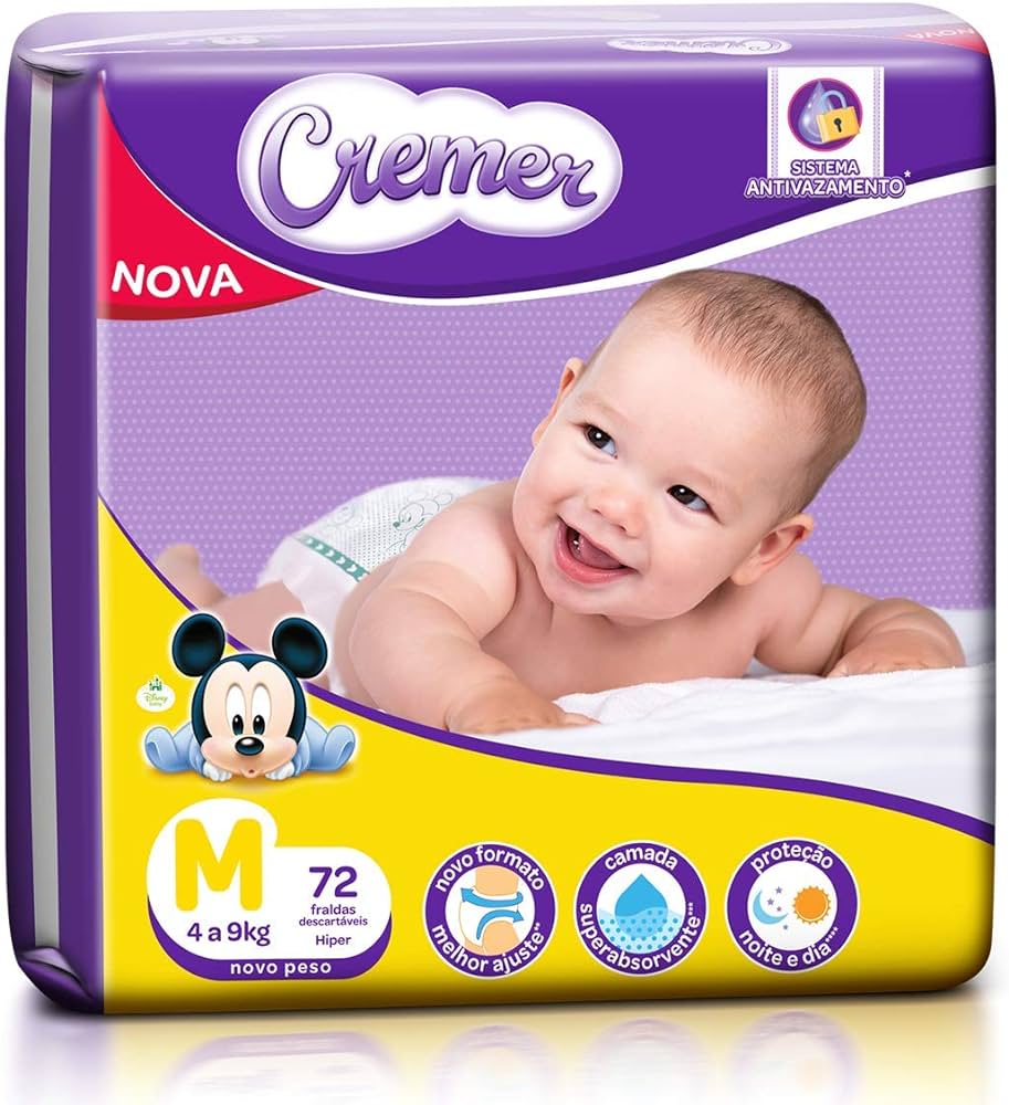 Encontraproduto.com.br - O pacote de Fraldas Cremer da Disney Baby Magic Care Hipereeacute; composto por 72 unidades no tamanho M.