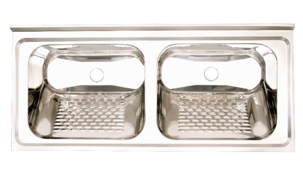 Encontraproduto.com.br - Tanque Brilhante Inox Duplo Tampo Escovado Com Cuba1200x550x230mm Fabrinox