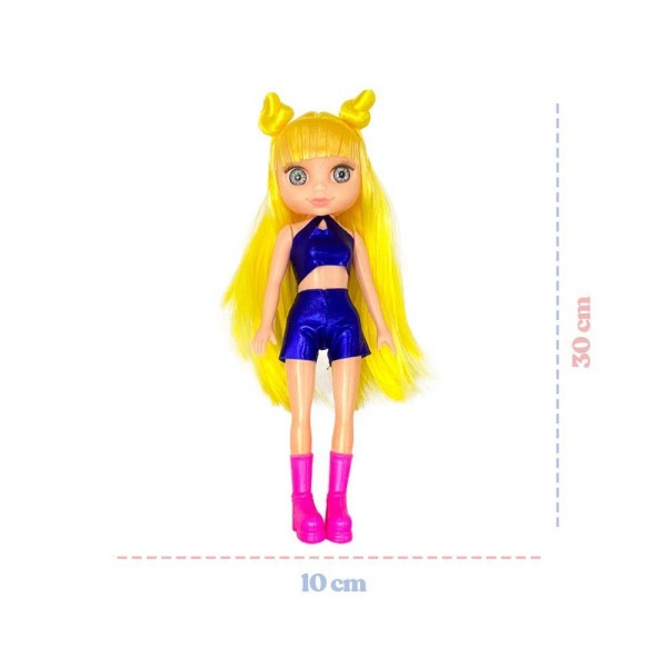 Encontraproduto.com.br - Boneca Violet Gold Loira 30cm Com Acessórios Como Pente Espelho E Prendedores De Cabelo