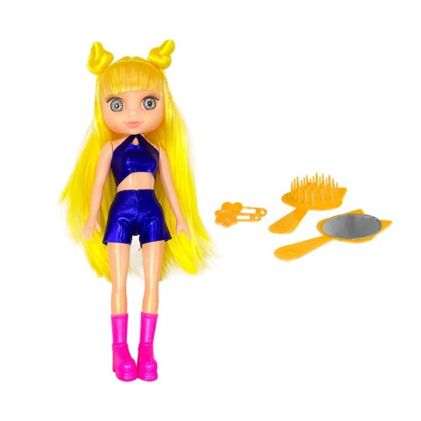 Encontraproduto.com.br - Boneca Violet Gold Loira 30cm Com Acessórios Como Pente Espelho E Prendedores De Cabelo