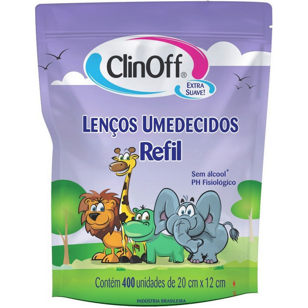 Encontraproduto.com.br - Lenços Umedecidos Clin Off Extra Suave Refil com 400 Unidades