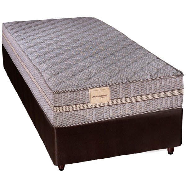 Encontraproduto.com.br - Conjunto Box Solteiro Espuma Minaspuma Cappuccine II Double Face 100x200x63cm