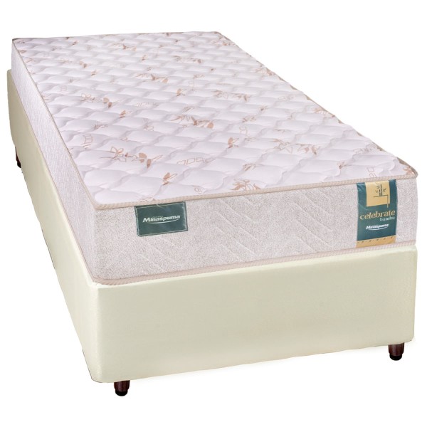 Conjunto Box Solteiro Espuma D33 Minaspuma Celebrate II 100x200x60cm