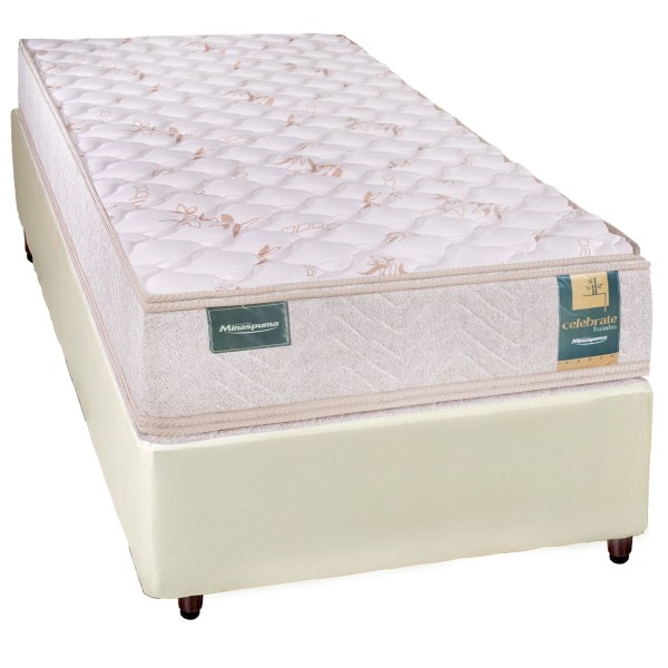 Encontraproduto.com.br - Conjunto Box Solteiro Espuma D33 Minaspuma Celebrate II com Pillow 88x188x63cm