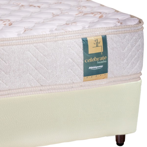 Encontraproduto.com.br - Conjunto Box Solteiro Espuma D33 Minaspuma Celebrate II com Pillow 88x188x63cm