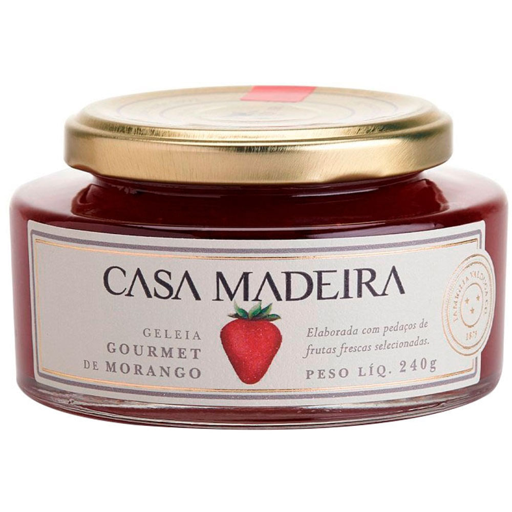Encontraproduto.com.br - Geleia Tradicional De Morango Com Pedacos Casa Madeira 240g