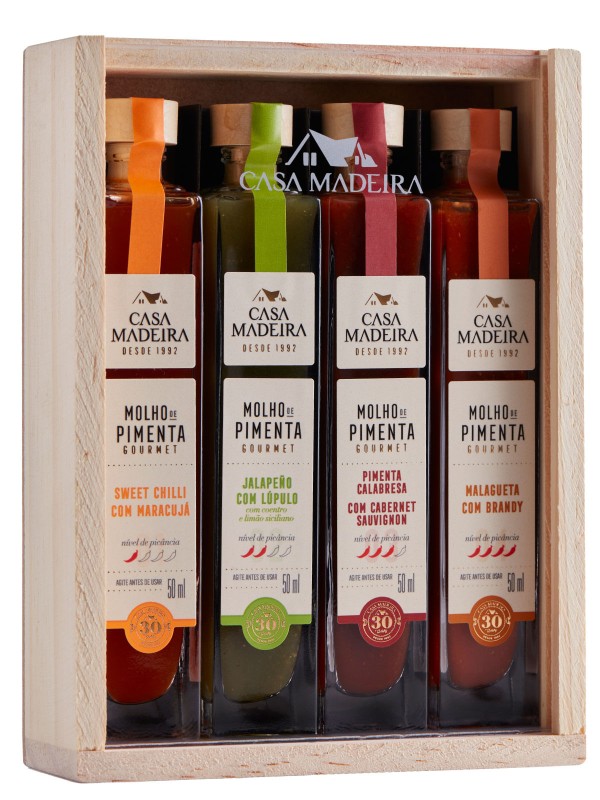 Kit Molho De Pimenta C/ Embalagem Madeira