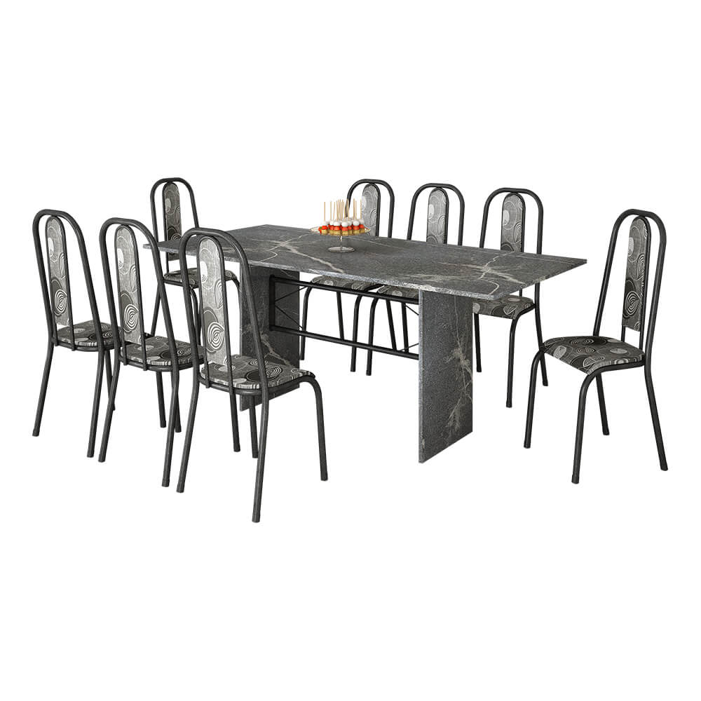 Encontraproduto.com.br - Conjunto de Mesa Nobre Granito Topázio 180cm com 8 Cadeiras