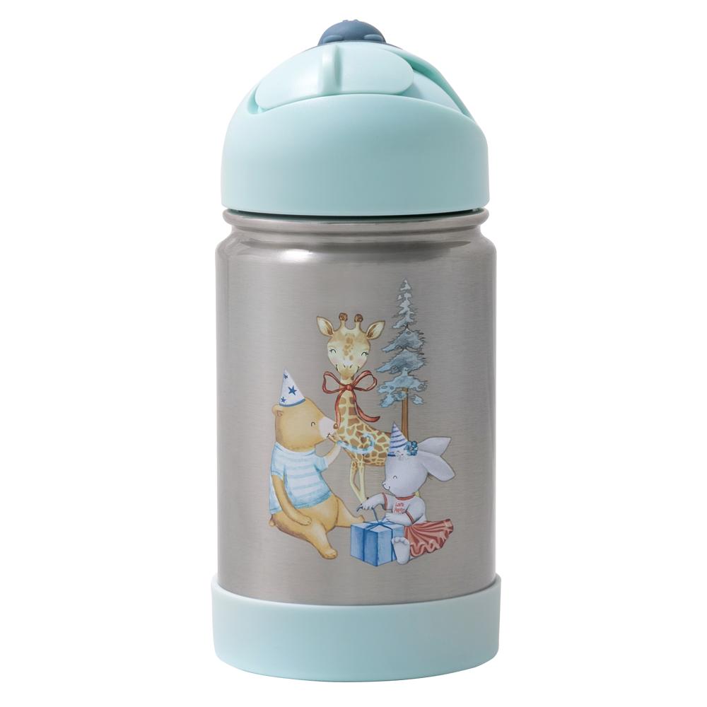 Encontraproduto.com.br - Garrafa Flip Térmica Infantil Festa na Floresta com Alça de Silicone Büp Baby
