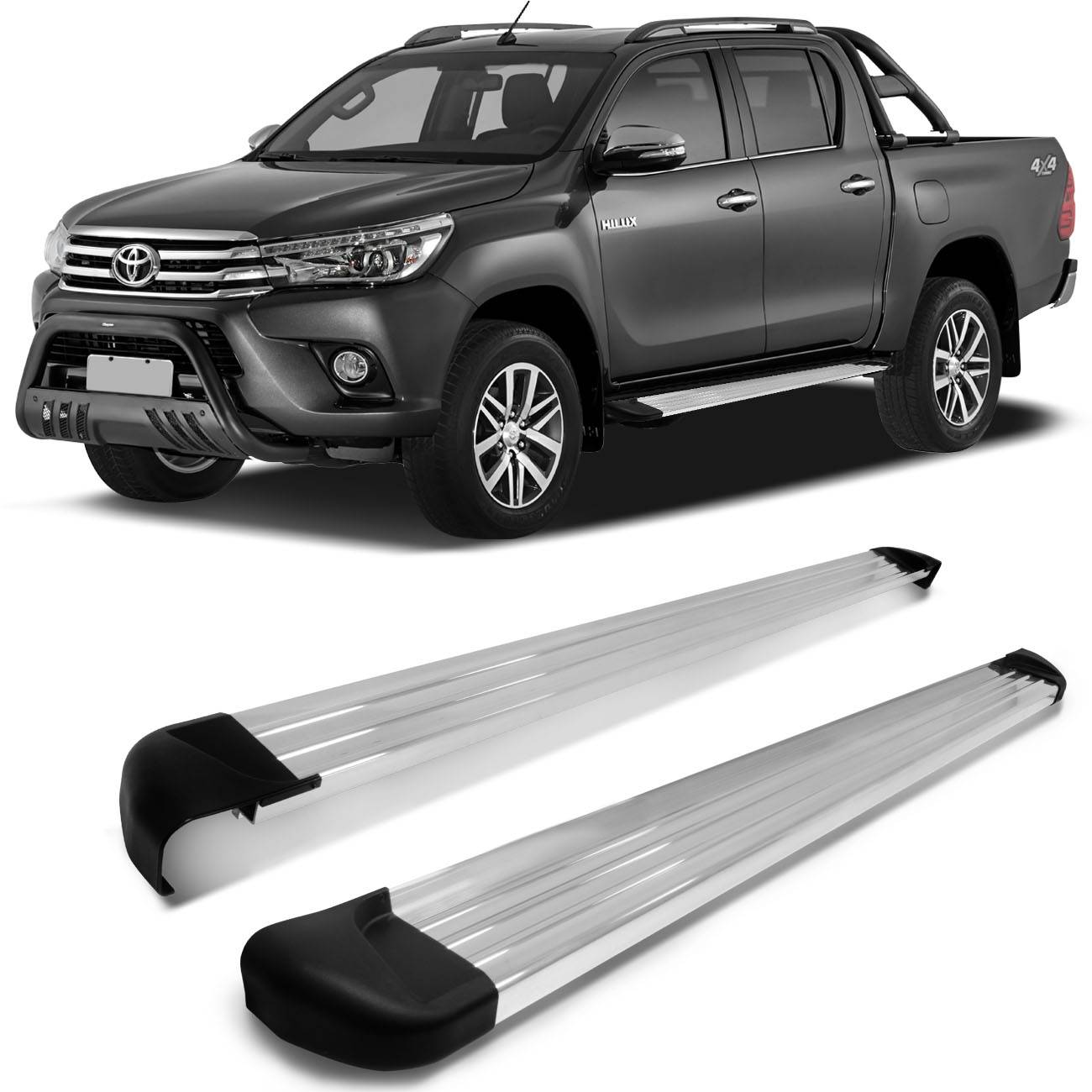 Estribo Lateral Hilux 2016 2017 2018 2019 2020 2021 2022 Cabine Dupla Plataforma Polido Track
