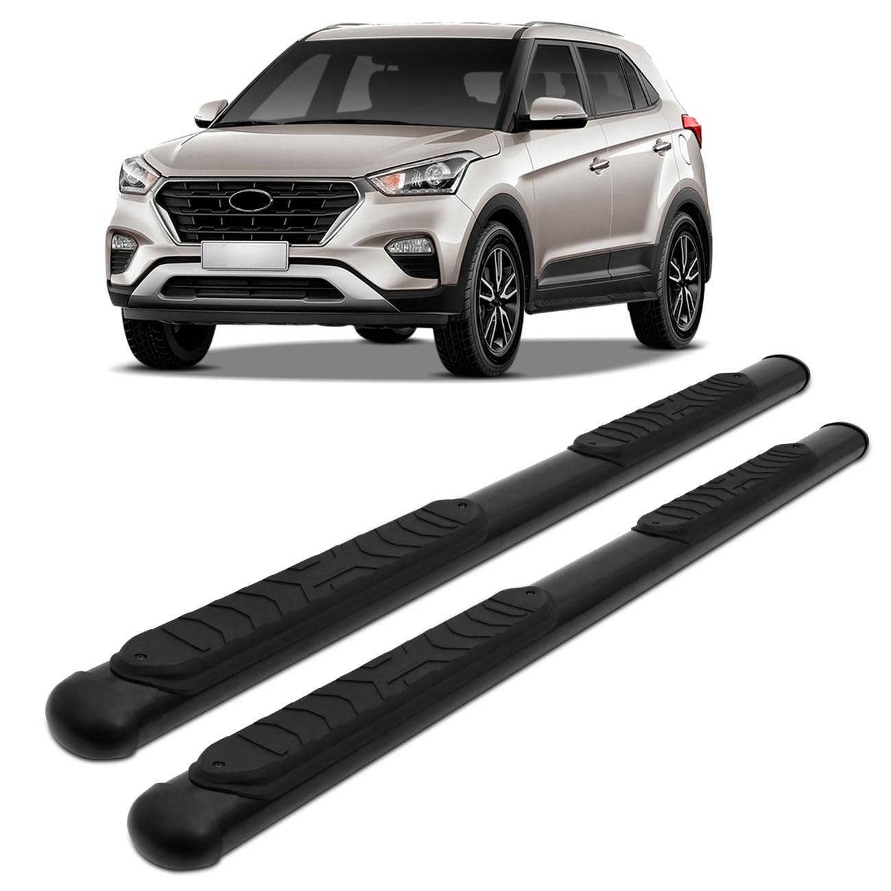 Estribo Lateral Hyundai Creta 2017 2018 2019 2020 2021 Preto Oblongo Oval Track
