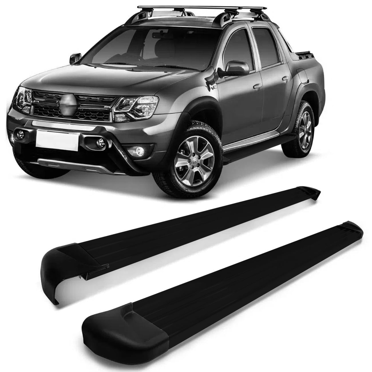 Estribo Lateral Plataforma Renault Oroch 2016 2017 2018 2019 2020 2021 2022 Preto Track