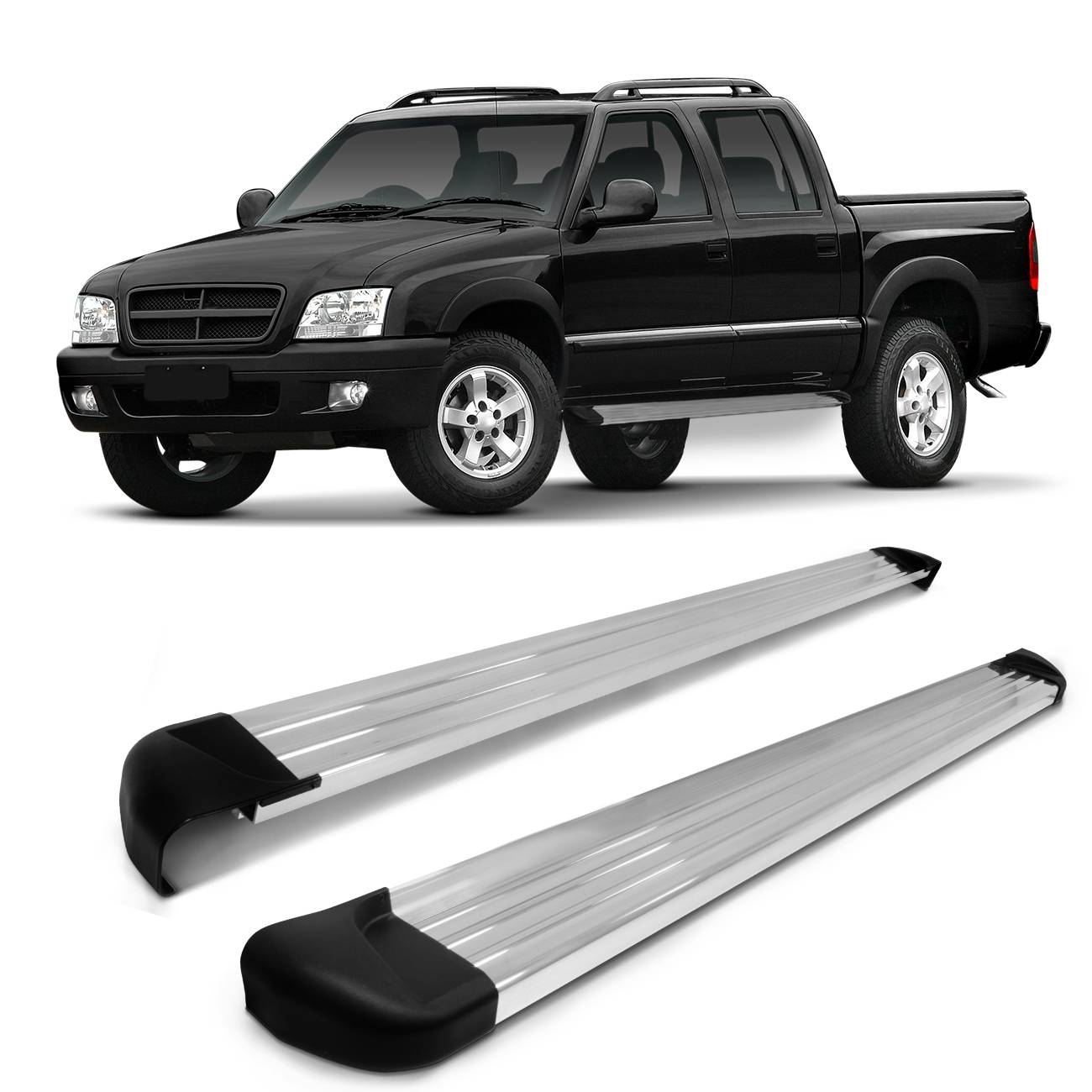 Encontraproduto.com.br - Estribo Lateral Plataforma S10 1995 a 2011 Cabine Dupla Alumínio Polido Track
