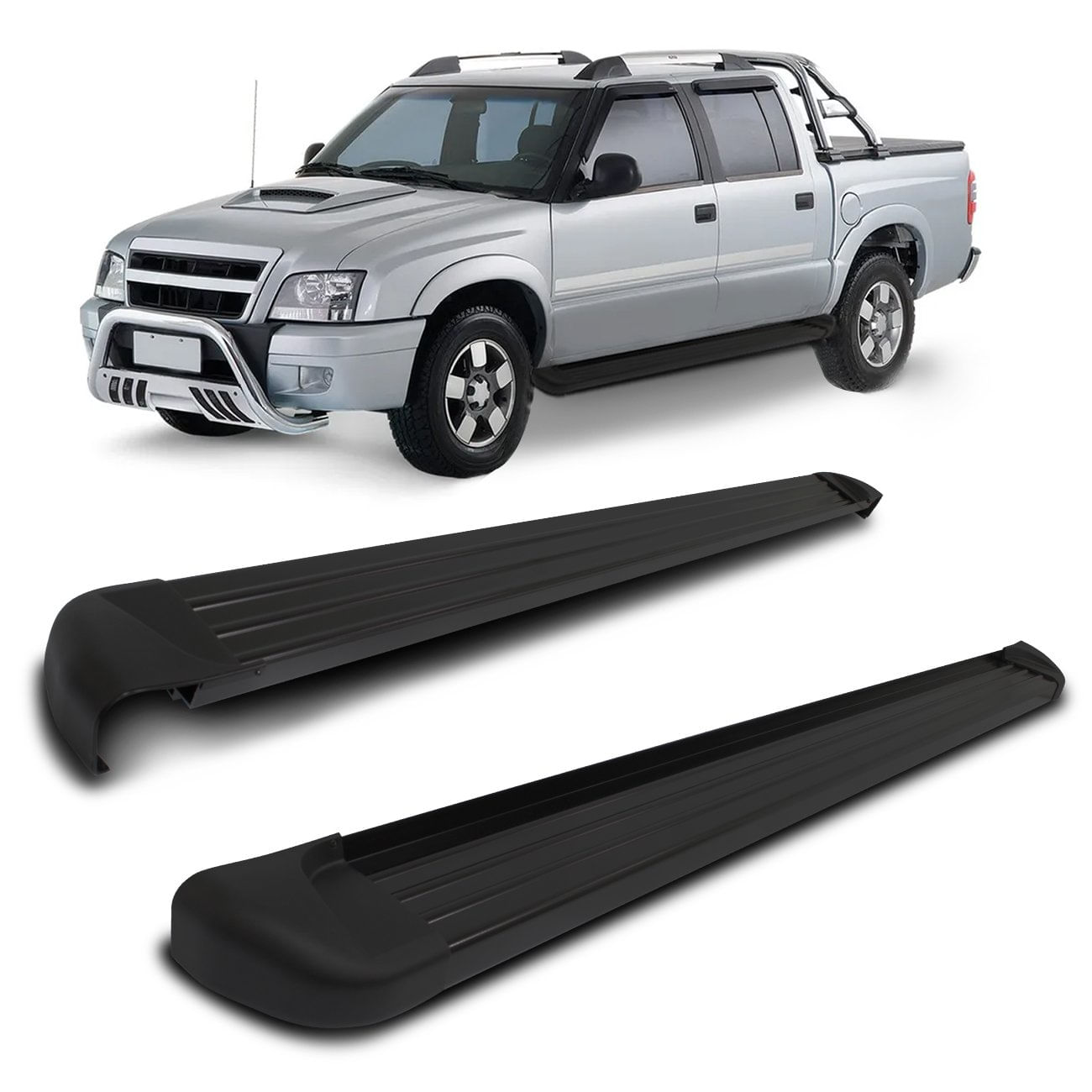 Estribo Lateral Plataforma S10 1995 a 2011 Cabine Dupla Preto Track