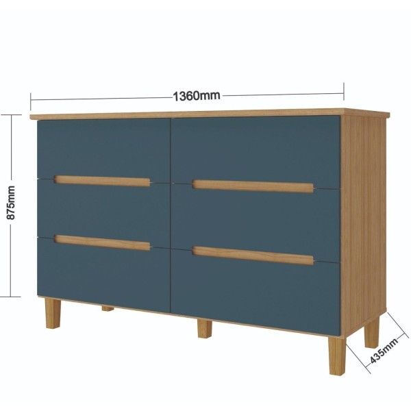 Encontraproduto.com.br - Conjunto De Quarto Infantil Com Guarda-roupa E Cômoda Sky Olmo Italiano/azul