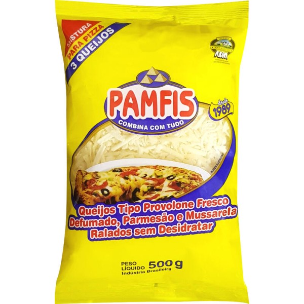 Encontraproduto.com.br - Queijo Ralado Pamfis 3 Queijos Pacote com 500g