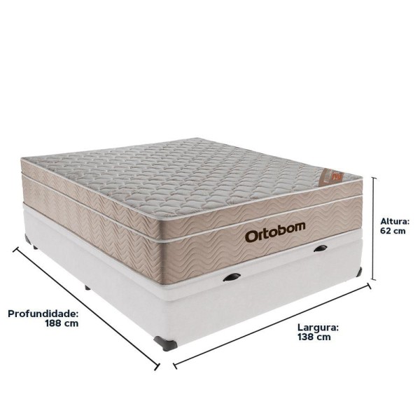 Encontraproduto.com.br - Cama Box Baú Branco E Colchão Airtech Spring Casal Ortobom