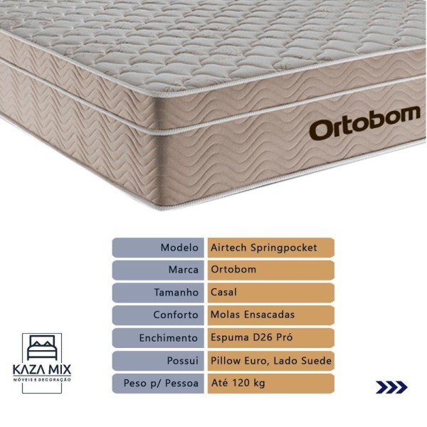 Encontraproduto.com.br - Cama Box Baú Branco E Colchão Airtech Spring Casal Ortobom