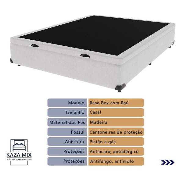 Encontraproduto.com.br - Cama Box Baú Branco E Colchão Airtech Spring Casal Ortobom