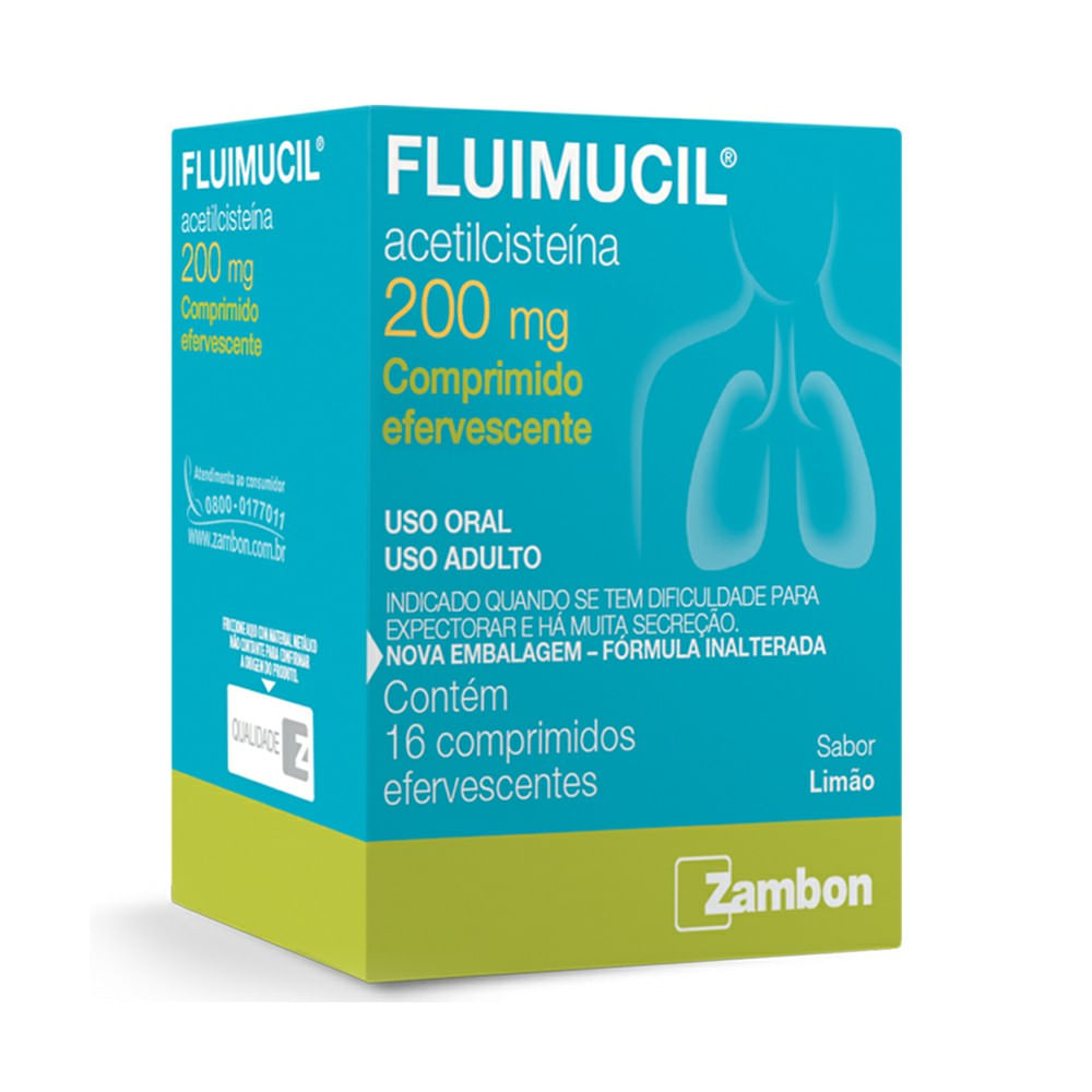 Encontraproduto.com.br - Fluimucil 200mg 16 Comprimidos Efervescentes