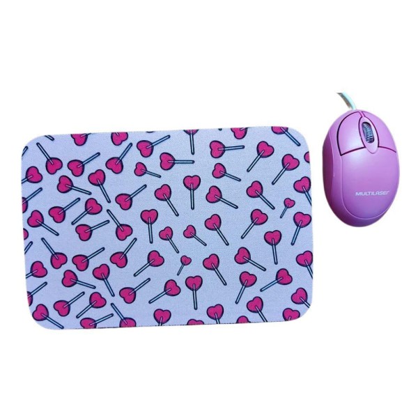 Encontraproduto.com.br - Combo Mouse Multilaser Preto Mo304 + Mouse Pad Pirulito