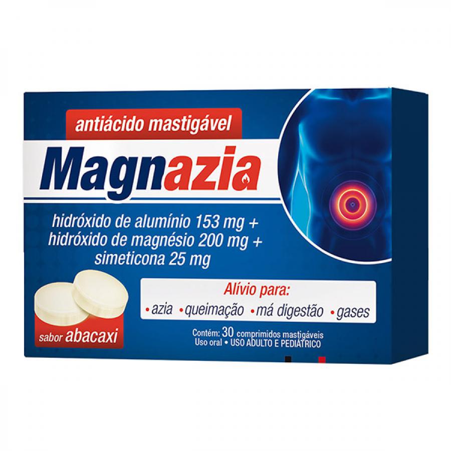 Encontraproduto.com.br - Magnazia Sabor Abacaxi - Caixa com 30 Comprimidos Mastigáveis