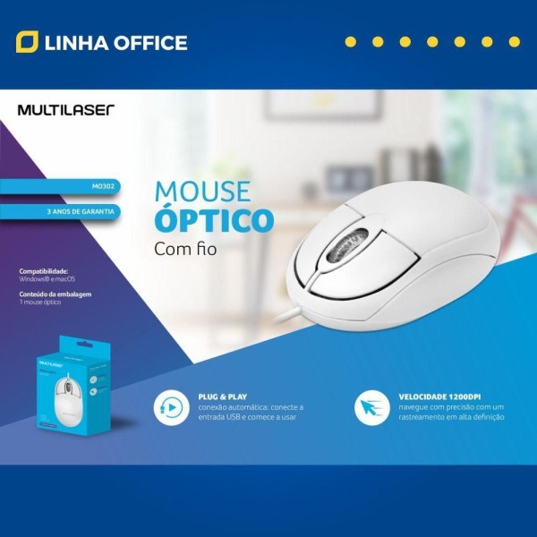 Encontraproduto.com.br - Combo Mouse Multilaser Preto Mo302 + Mouse Pad Gato Mesa