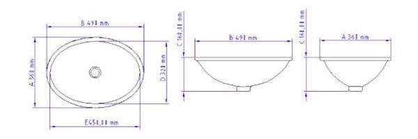 Encontraproduto.com.br - Cuba De Embutir Louça Oval 49x36cm Branca Icasa - IL6