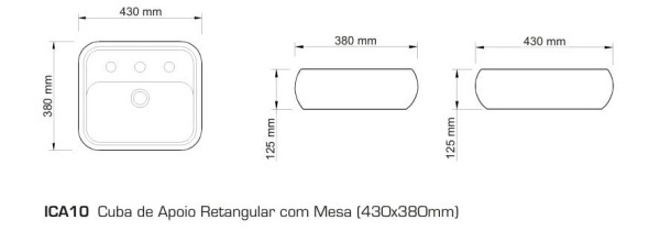 Encontraproduto.com.br - Cuba de Apoio Retangular com Mesa 43x38 Branca Icasa - ICA1000
