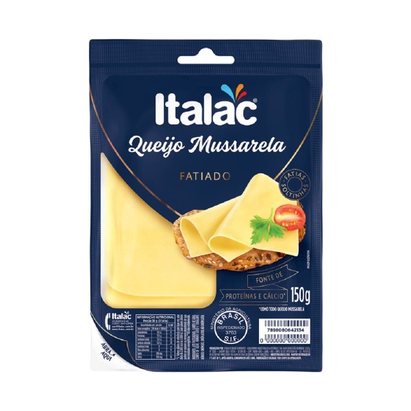 Encontraproduto.com.br - Queijo Mussarela Italac Fatiado Pacote com 150g