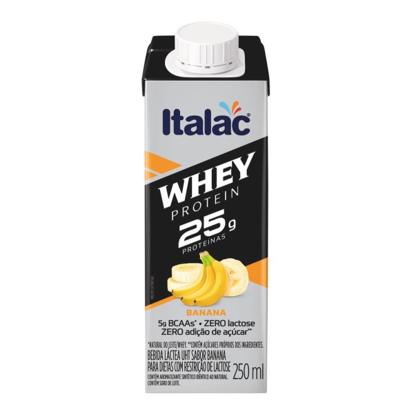 Encontraproduto.com.br - Bebida Láctea Whey Protein Italac Banana 250ml